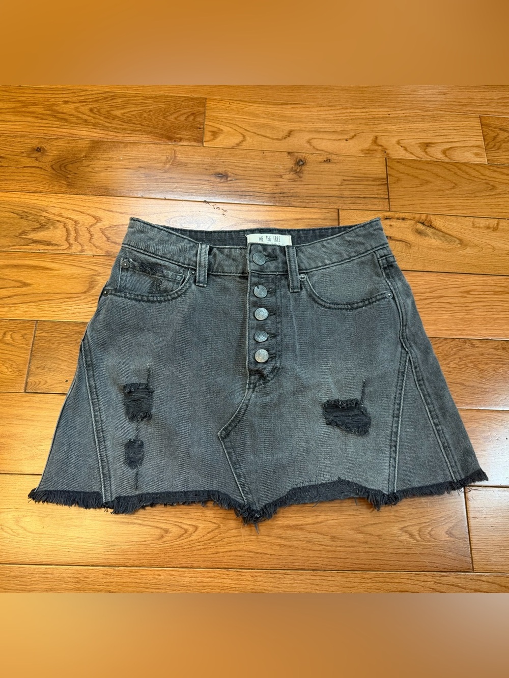 We The Free Y2K Rainn Distressed Mini Skirt
